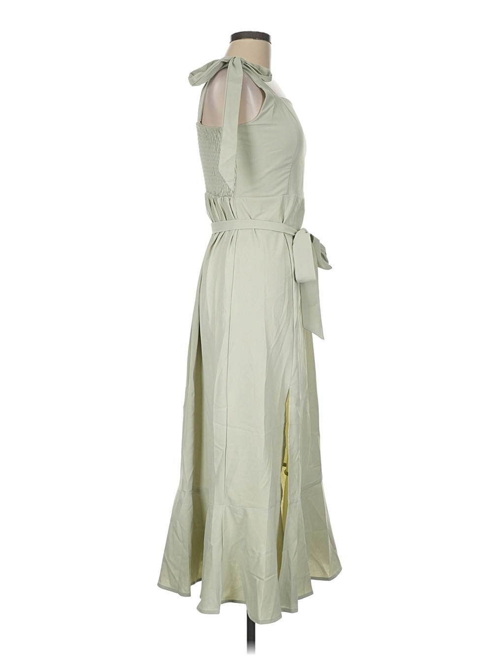 NWT Medium Sage Tie-Shoulder Maxi Dress with Waist Sash - Picture 3 of 13